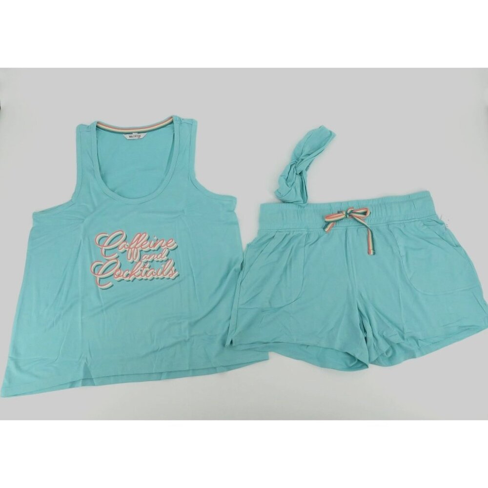Wildfox 3pc Lounge Set Tank Shorts & Headband Medium Mint Green NWT $136